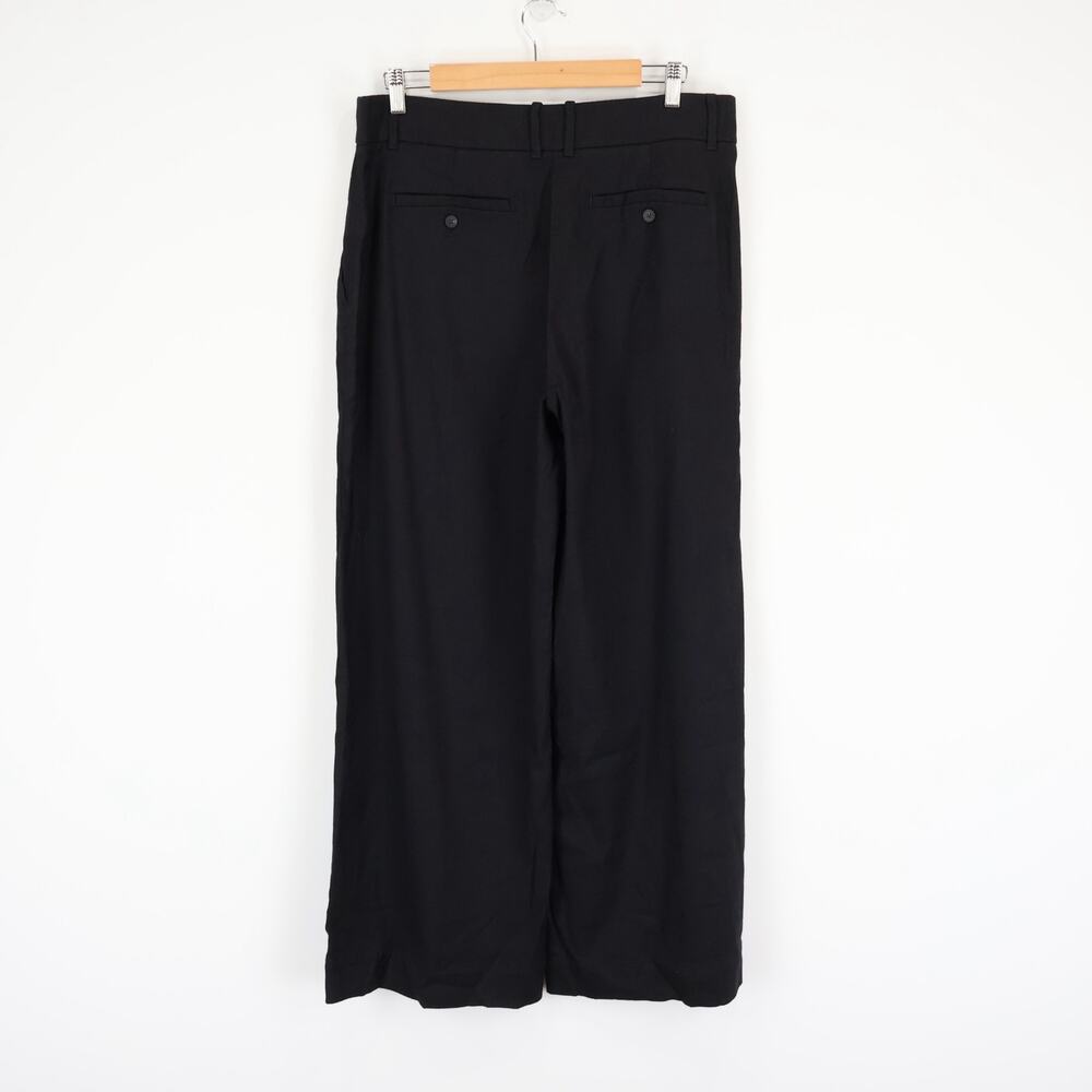 NWT Everlane The Wide-Leg High-Rise Trouser Pant In Stretch Linen Black Size 12 - Picture 5 of 11